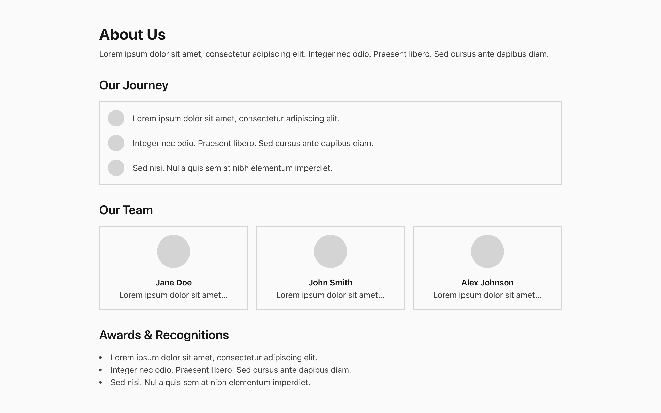 Wireframe example for About Page