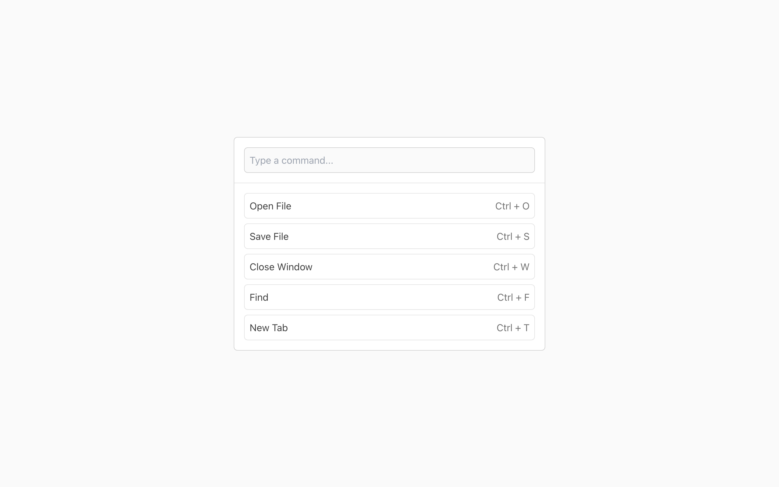 Wireframe example for Command Palette