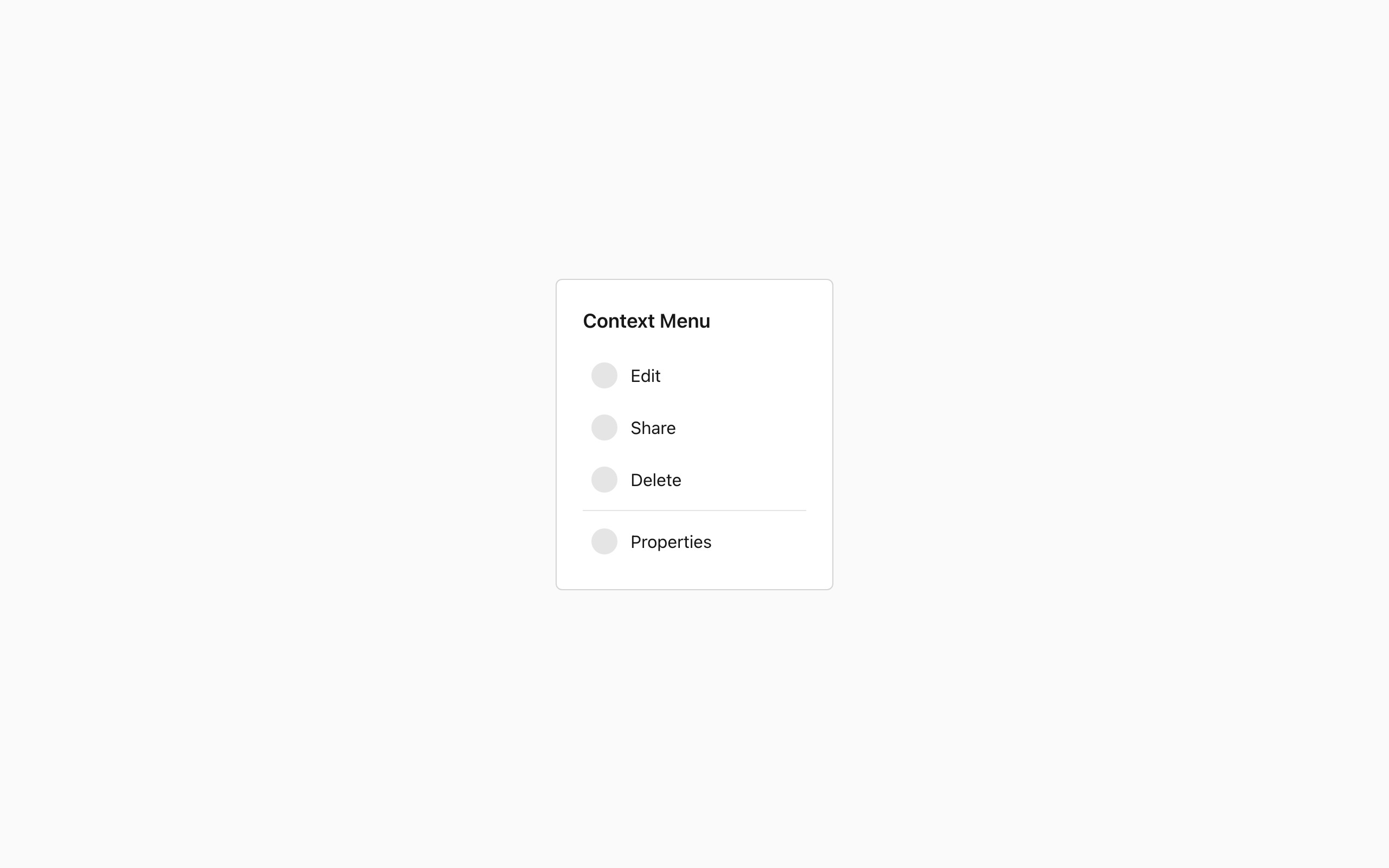 Wireframe example for Context Menu