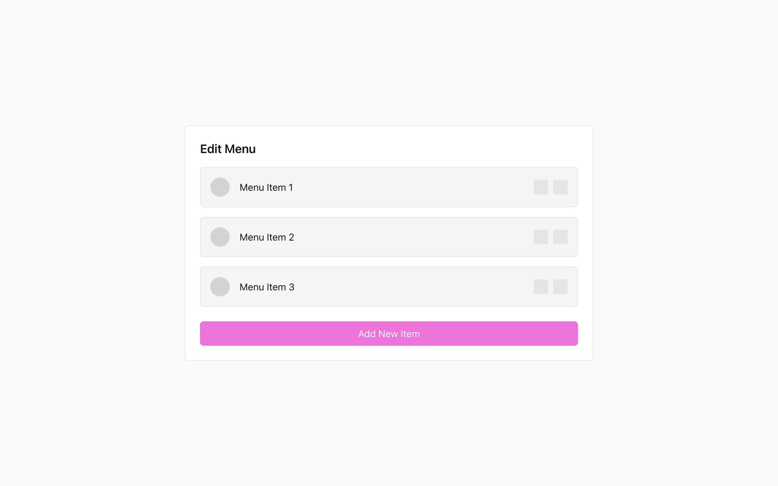 Wireframe example for Edit menus