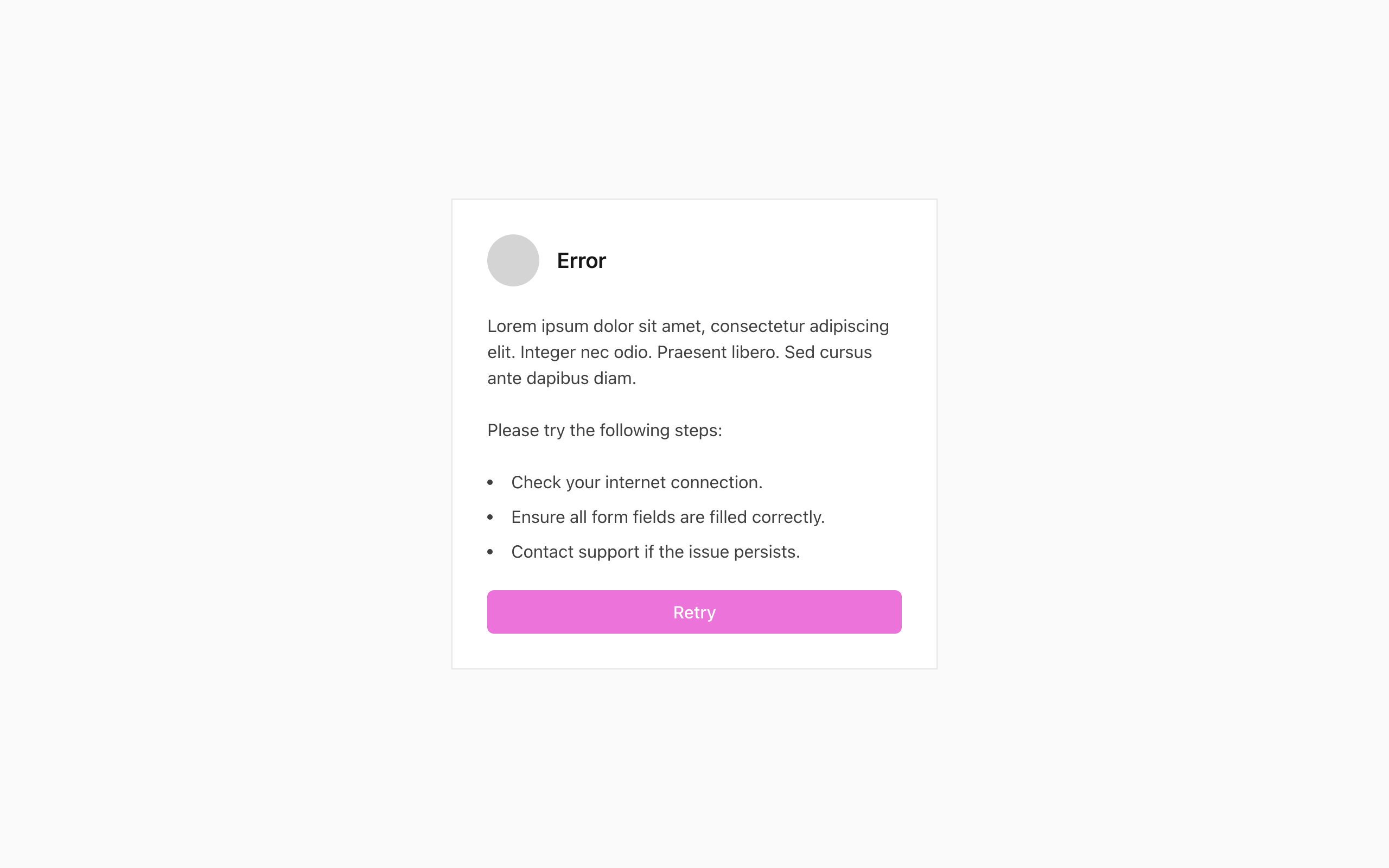 Wireframe example for Error