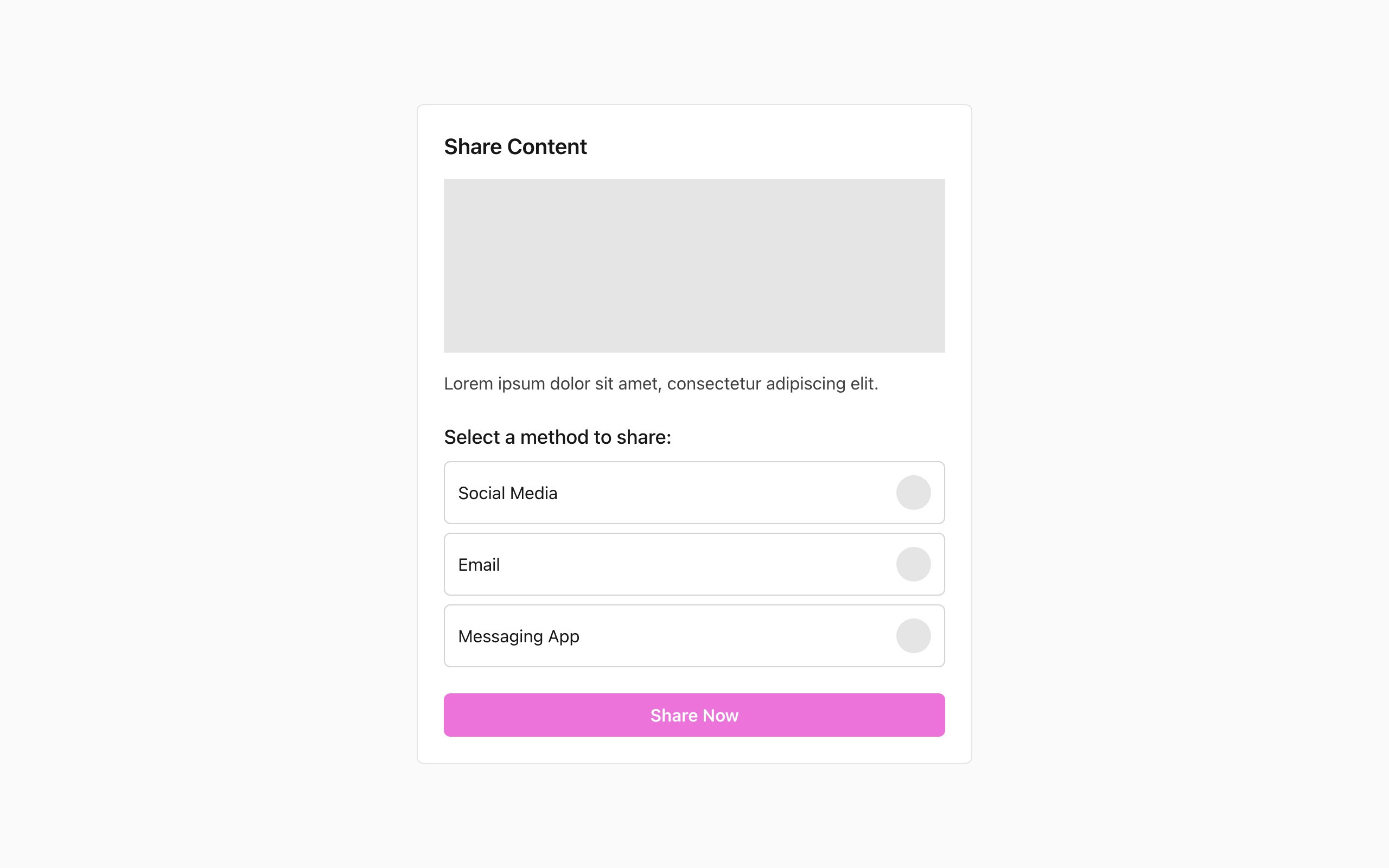 Wireframe example for Sharing