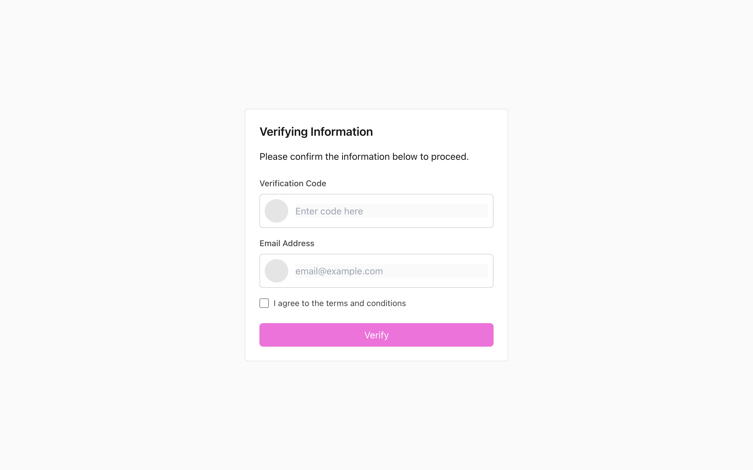 Wireframe example for Verifying