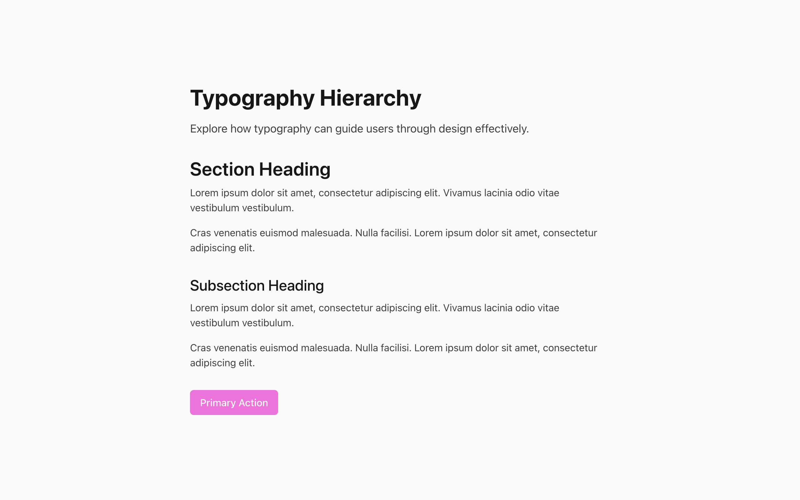 Wireframe example for Typography