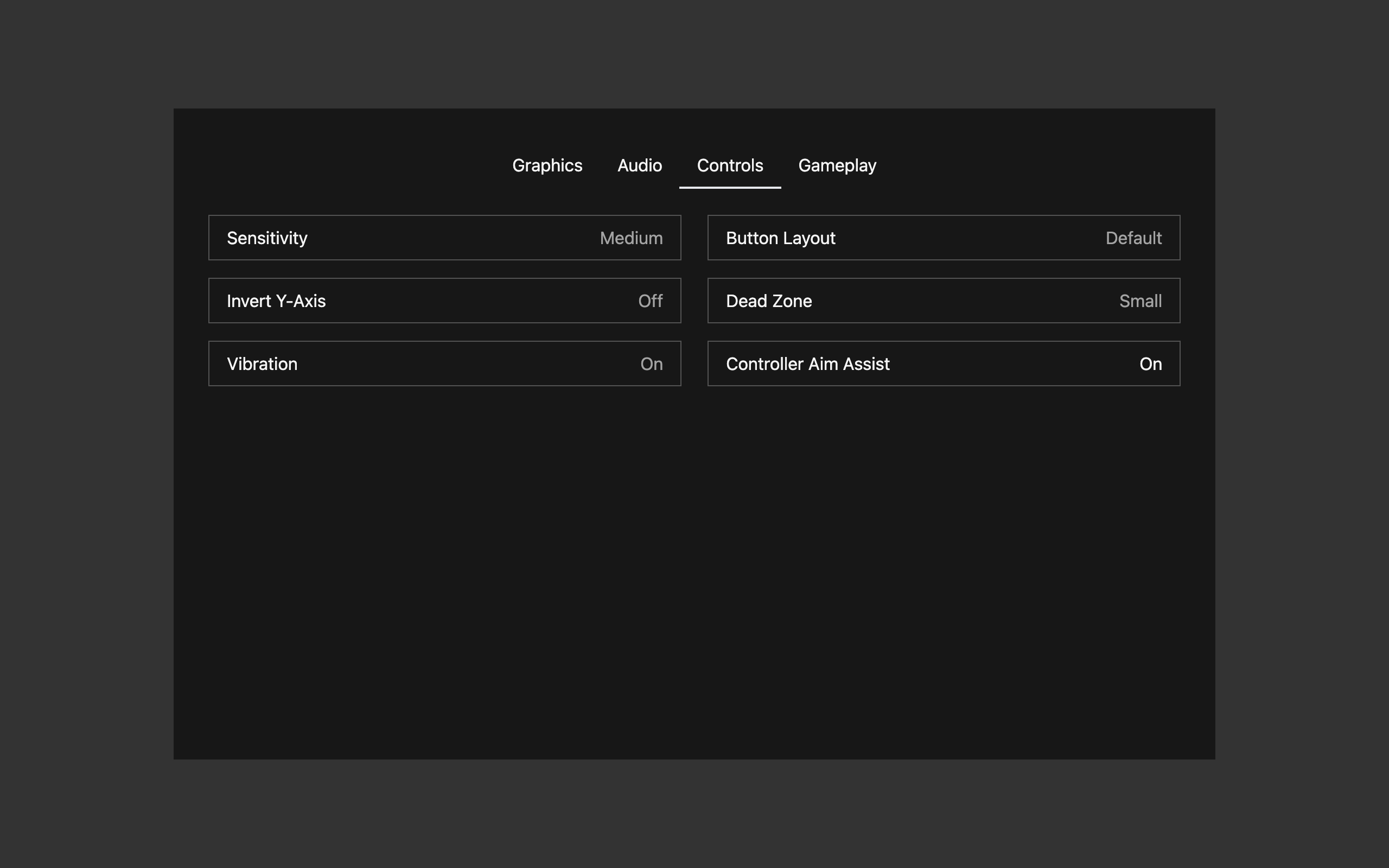 Wireframe example for Controller-Friendly Settings