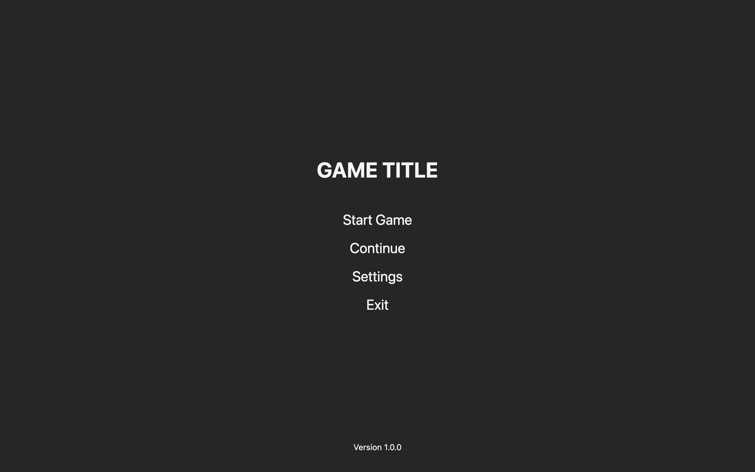 Wireframe example for Main Title Screen
