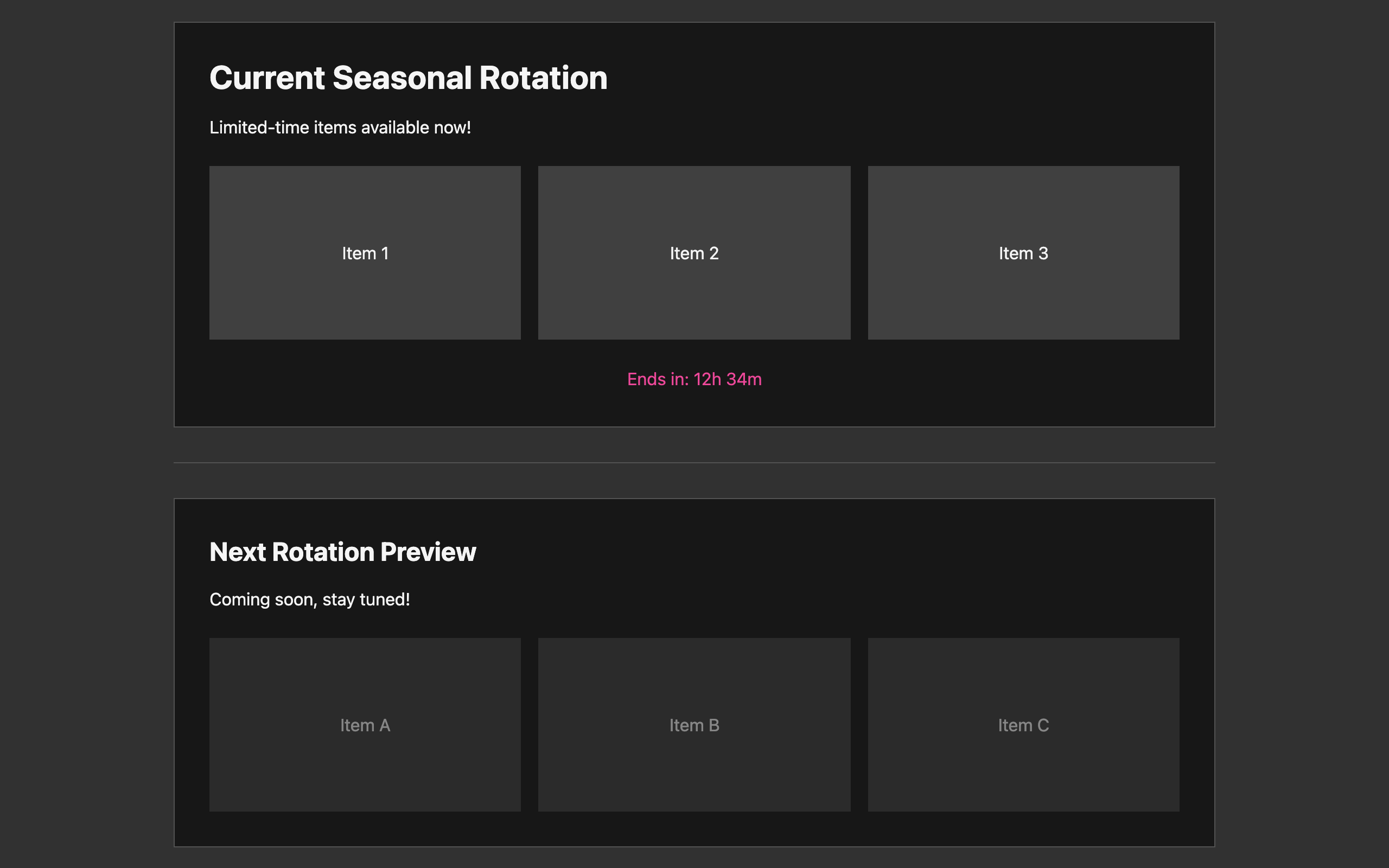 Wireframe example for Seasonal Shop Rotation