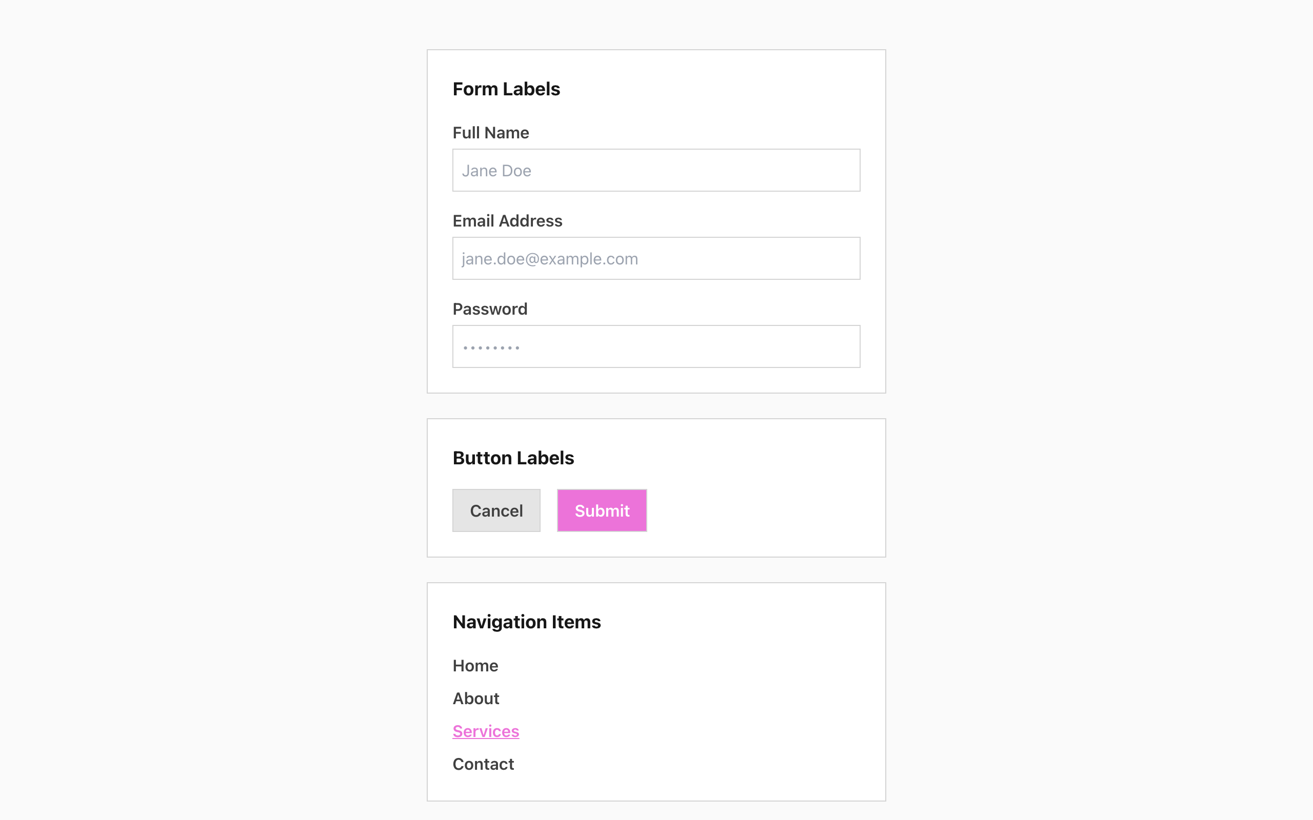 Wireframe example for Label