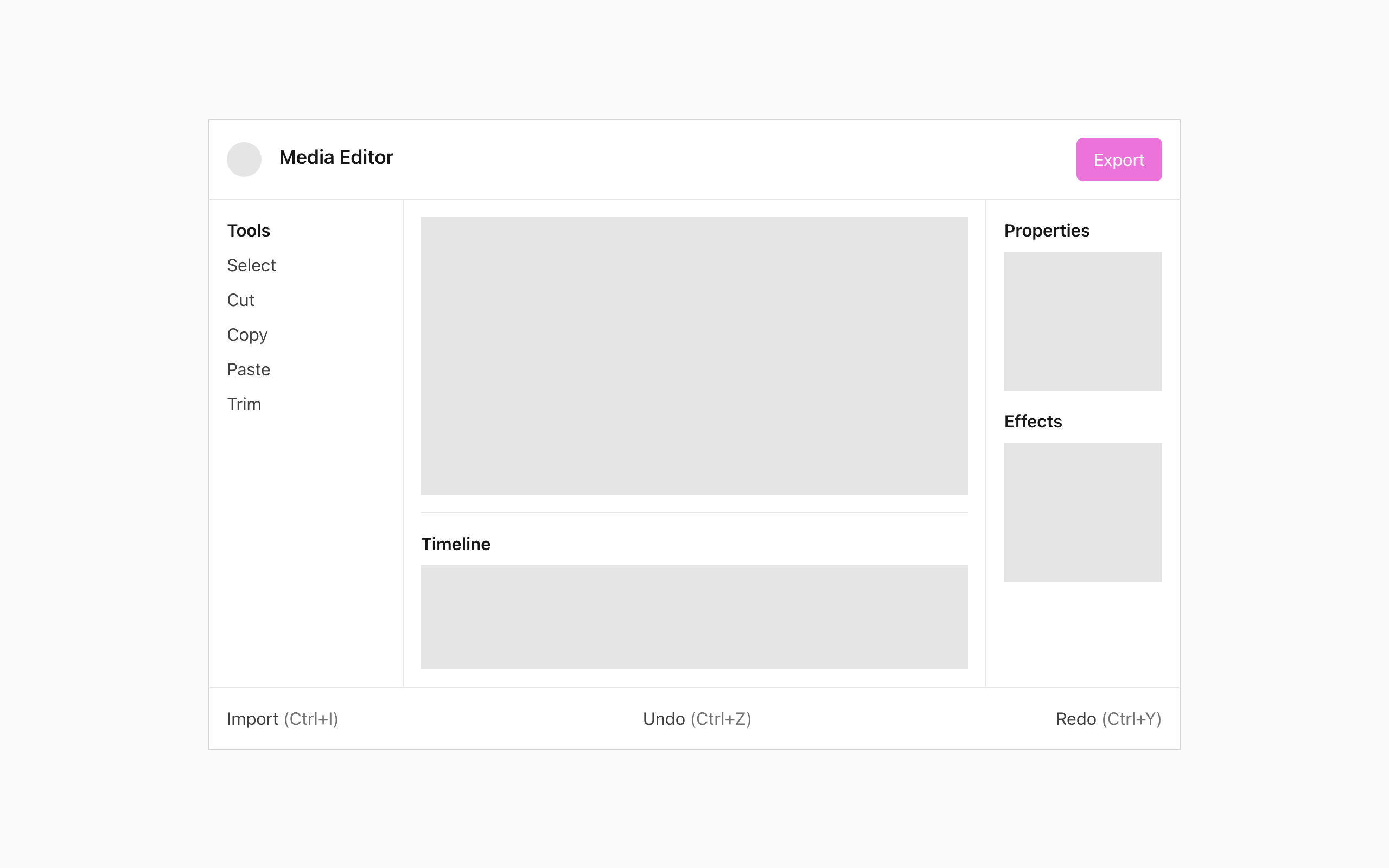 Wireframe example for Media Editor