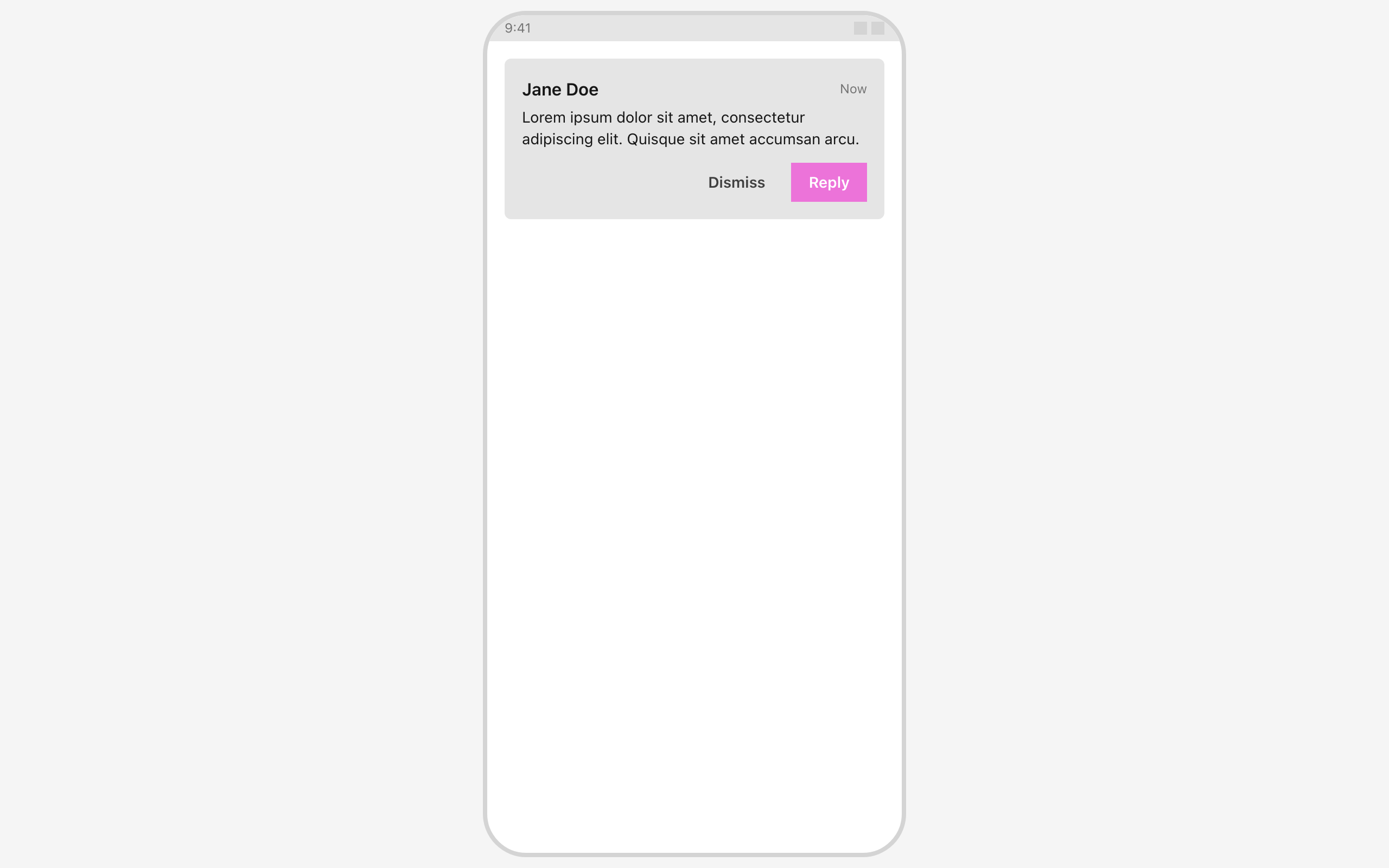 Wireframe example for Notification with Action Buttons