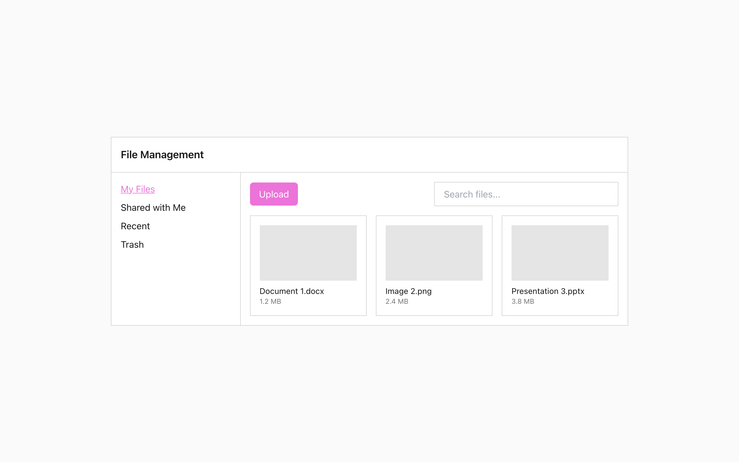 Wireframe example for File management