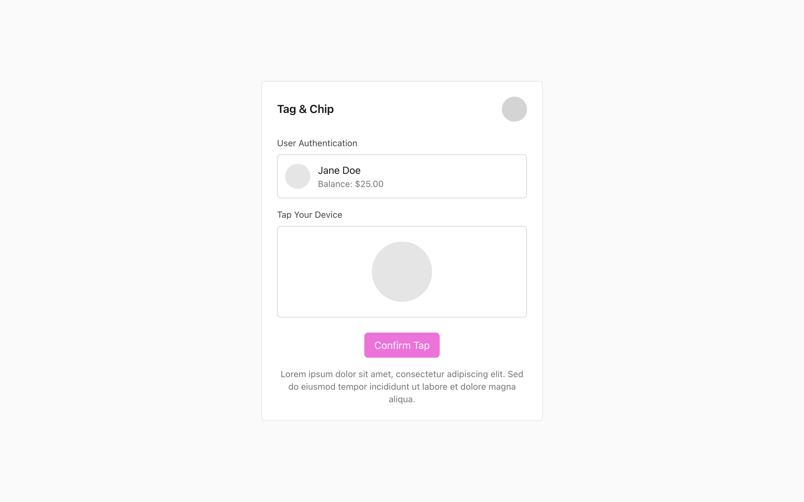 Wireframe example for Tag & Chip