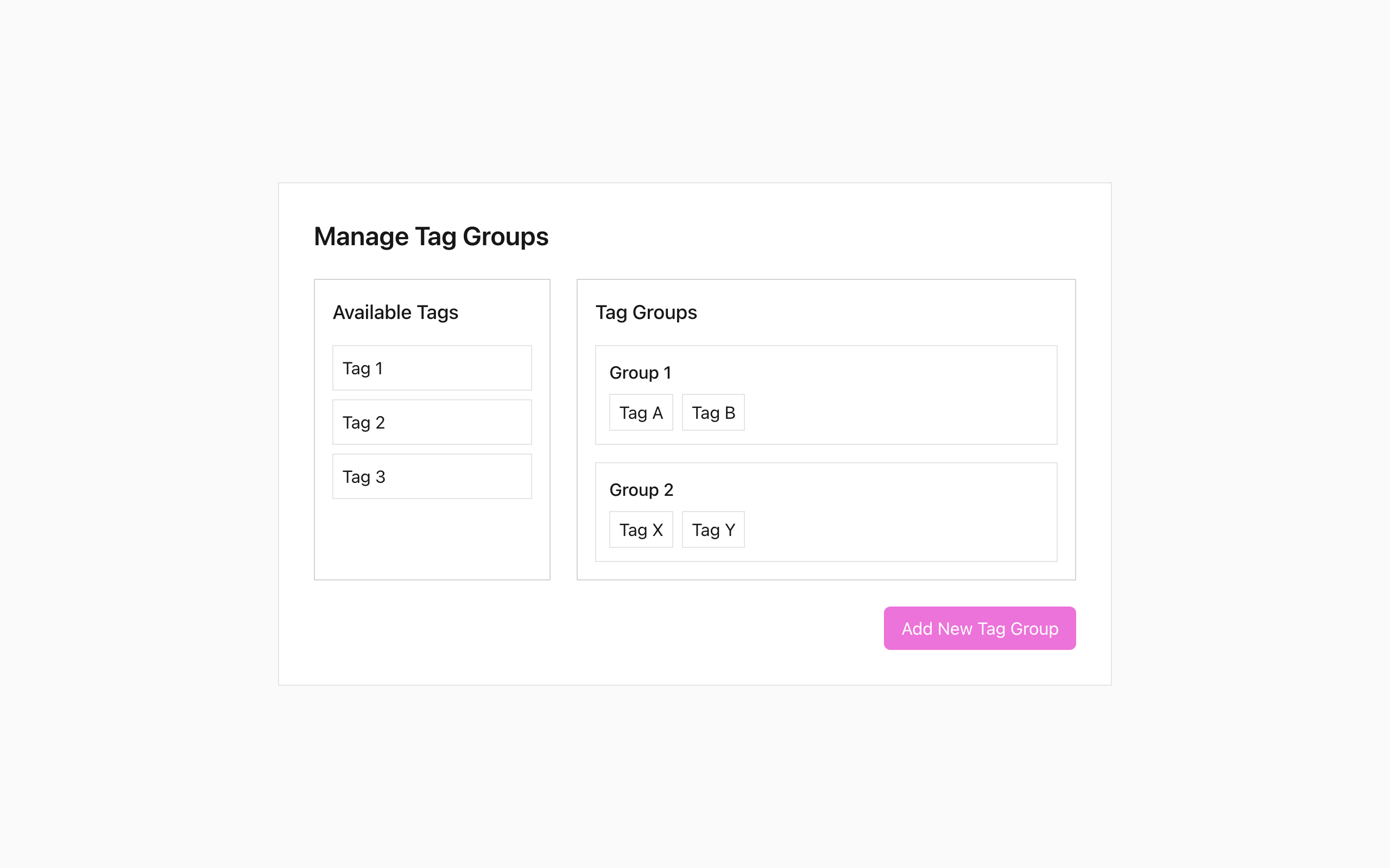 Wireframe example for Tag group